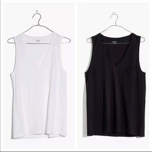 Bundle of TWO Madewell V-Neck Pocket Tanks XS